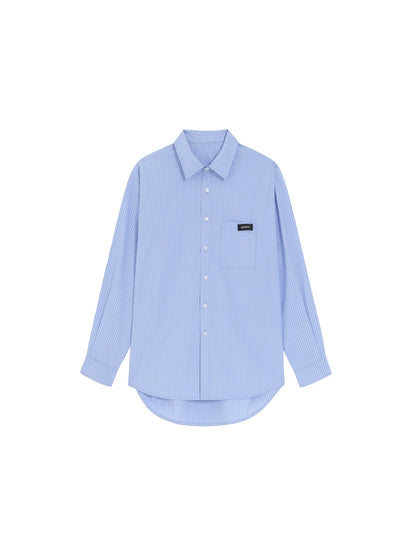 Blue Stripes Logo Front Pocket Shirt