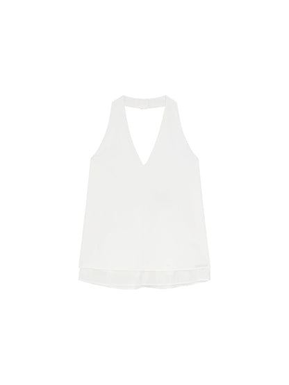 V-Neck Halter Open-Back Top