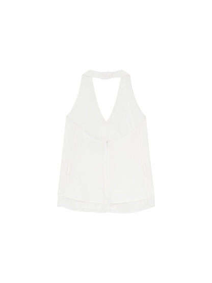V-Neck Halter Open-Back Top