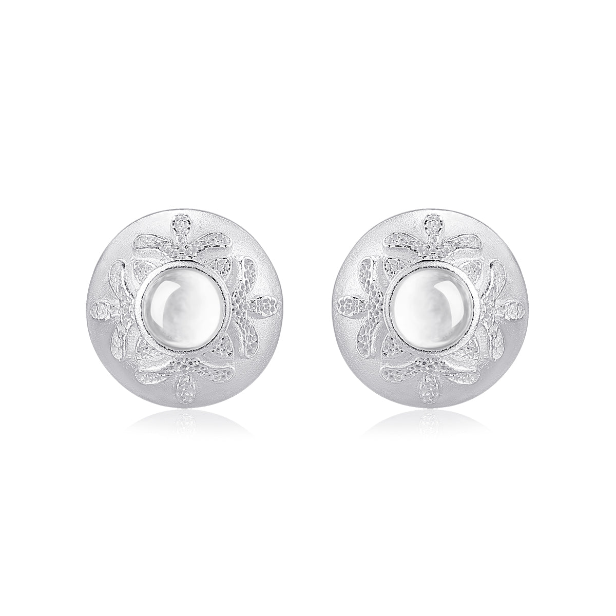 Small Floral Relief Stud Earrings