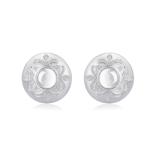 Small Floral Relief Stud Earrings