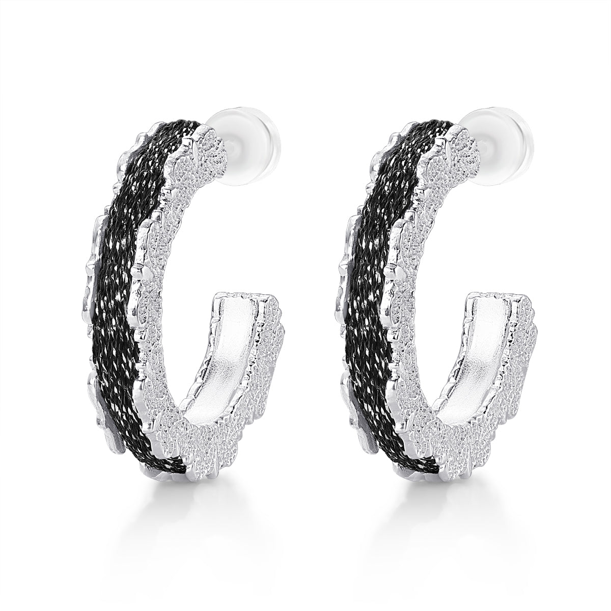 Lace Thread Embossed Hoop Earrings