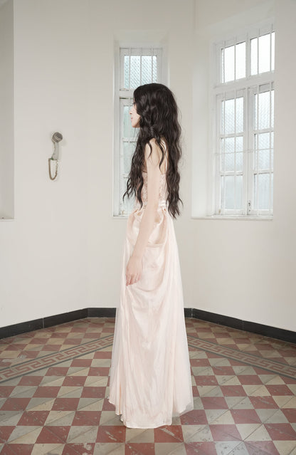Hollow Floral Vase Dress Sweet Potato Pink