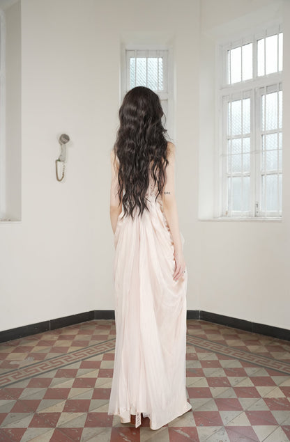 Hollow Floral Vase Dress Sweet Potato Pink