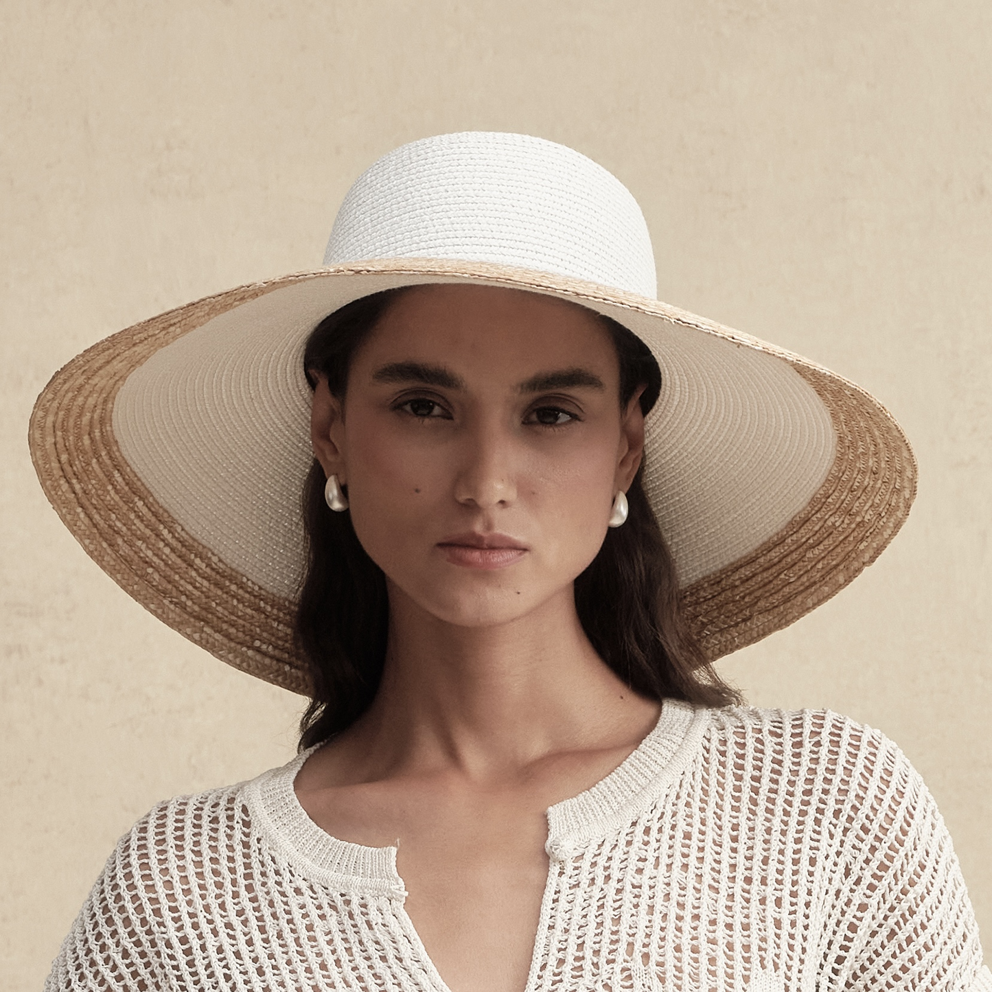 White-Topped Wide Brim Fedora