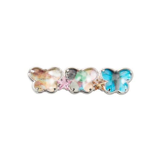 "Gemstone Album" Triple Butterfly & Star Hair Clip