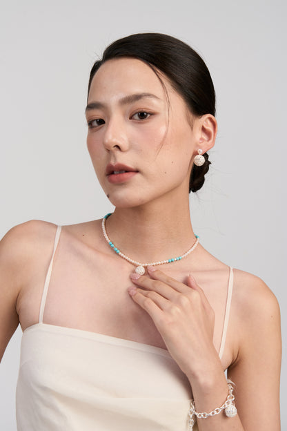 Textured Vine Pearl Drop Earrings · Ethereal Void