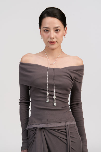 Verdant Beaded Tassel Long Necklace