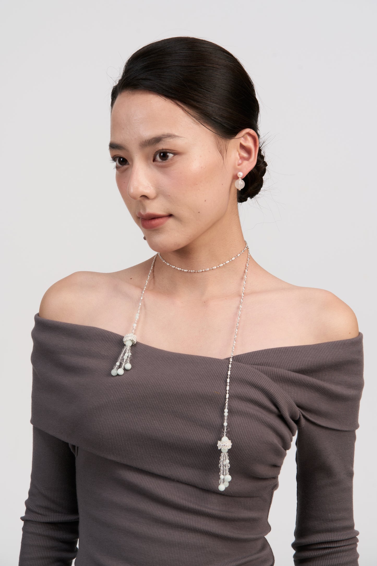 Verdant Beaded Tassel Long Necklace