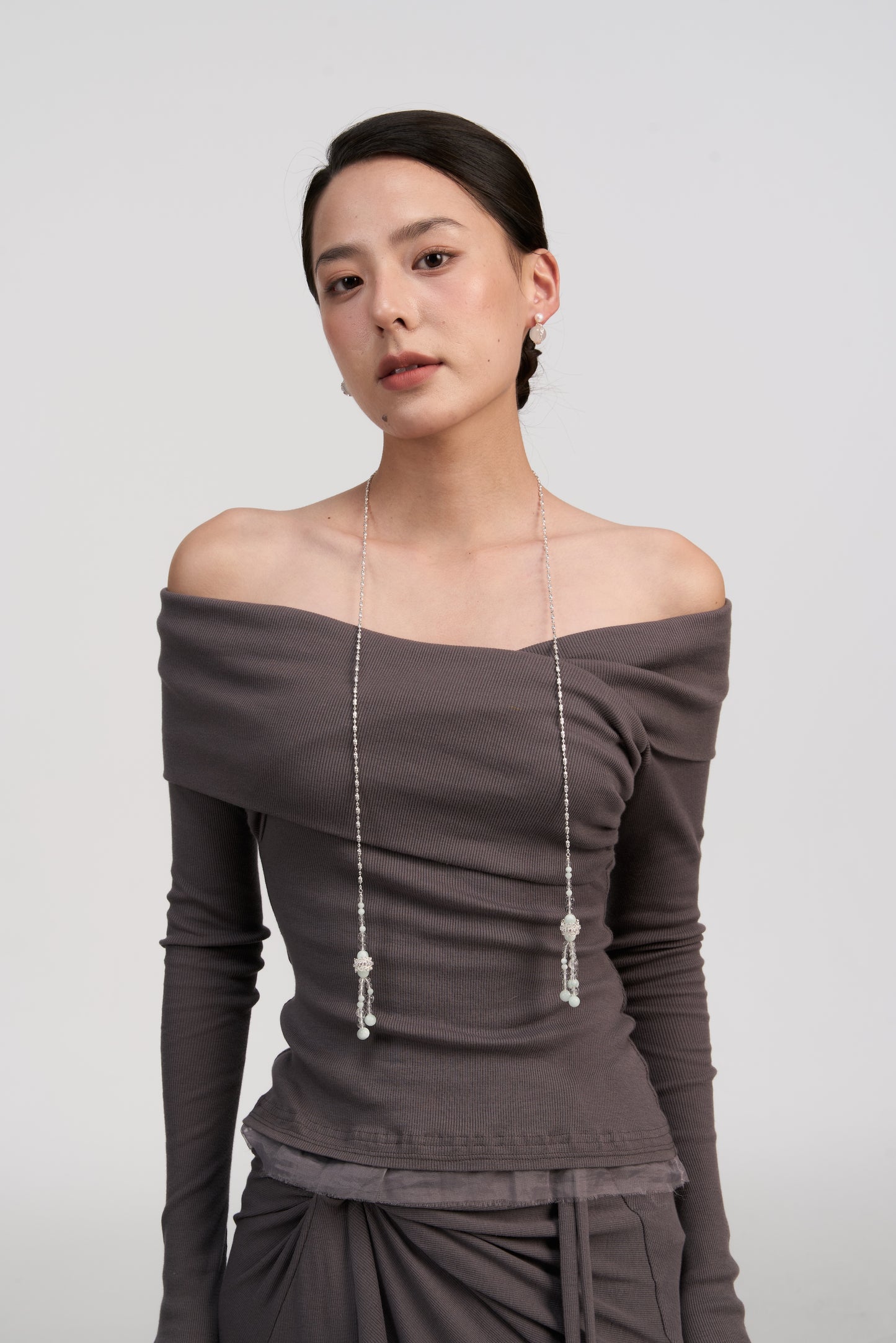 Verdant Beaded Tassel Long Necklace