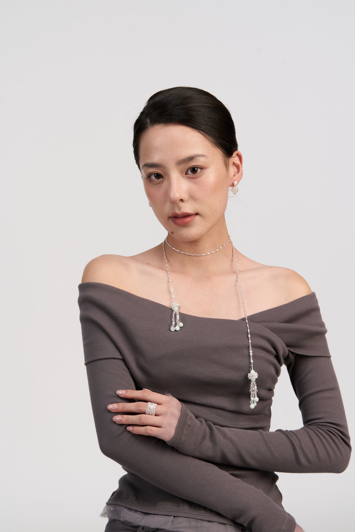 Verdant Beaded Tassel Long Necklace