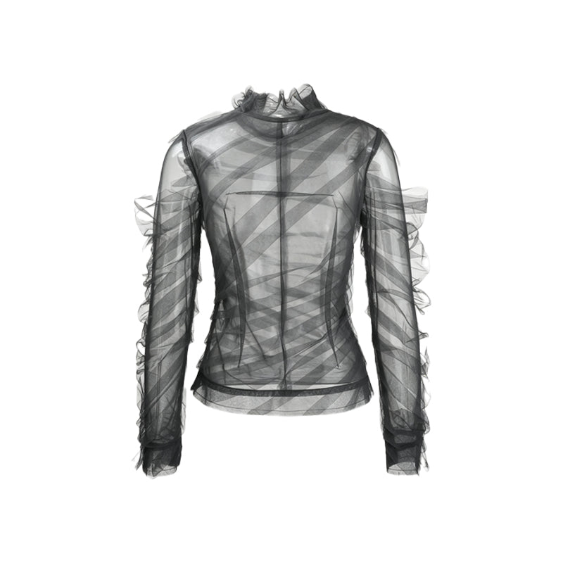 Draped Mesh Top White