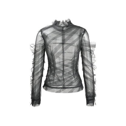 Draped Mesh Top White