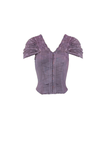 Wave V-Neck Off-Shoulder Top 2.0 Logwood Purple