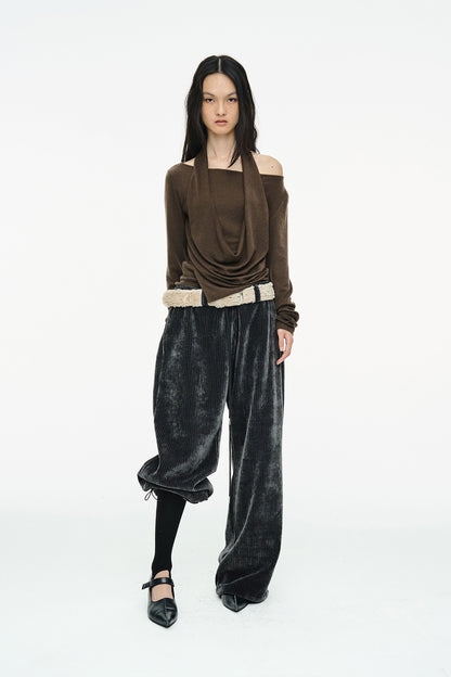 LAYERED HALTER TOP / BROWN