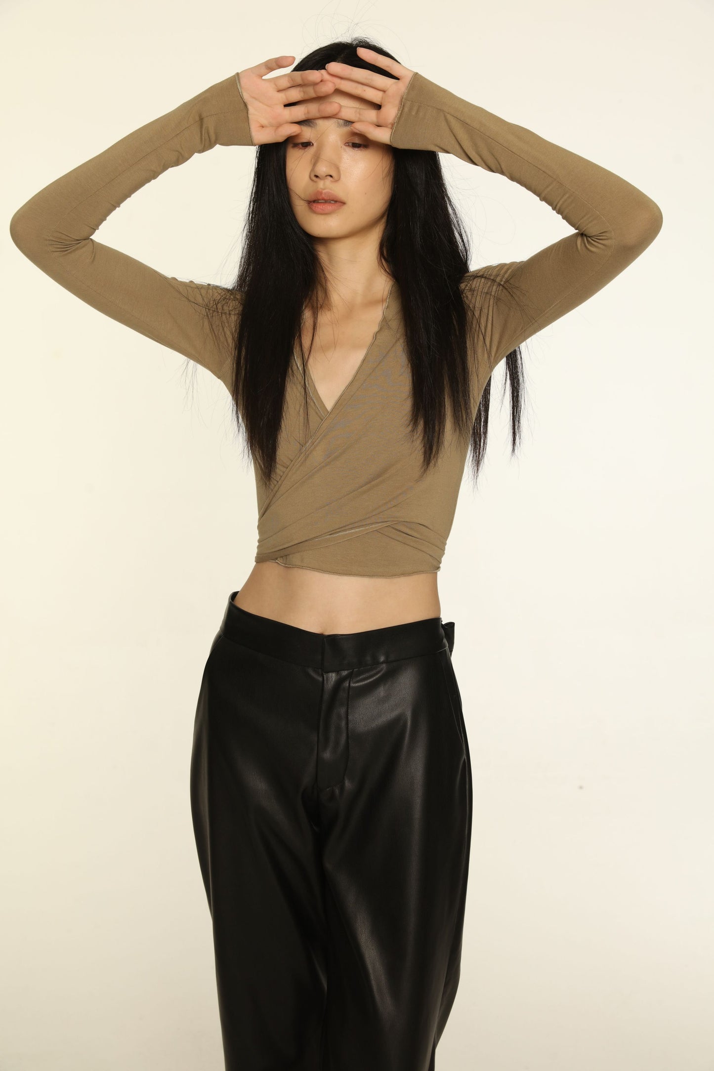 Khaki Knitted Top with Multiple Styles