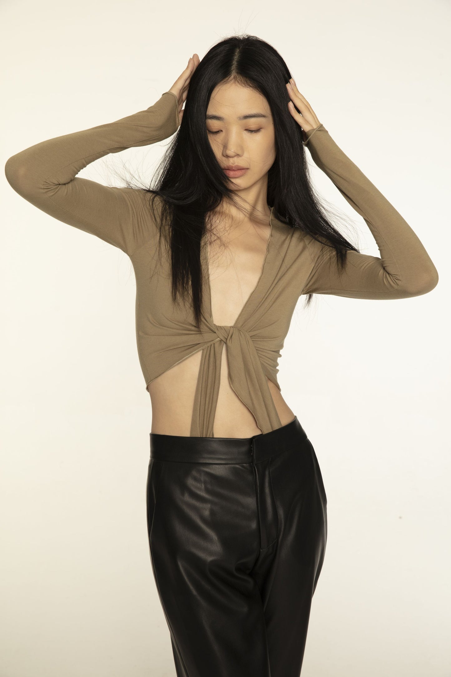 Khaki Knitted Top with Multiple Styles