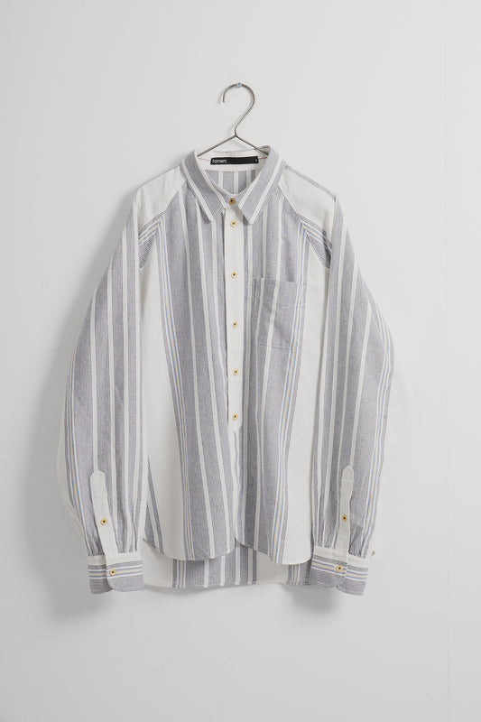 Light Gray Striped Linen-Cotton Shirt