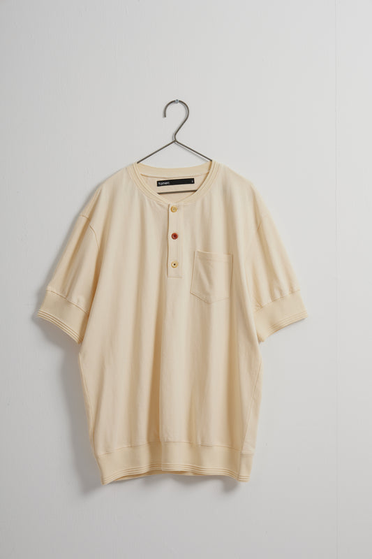 Off-White Button-Down Collarless T-Shirt