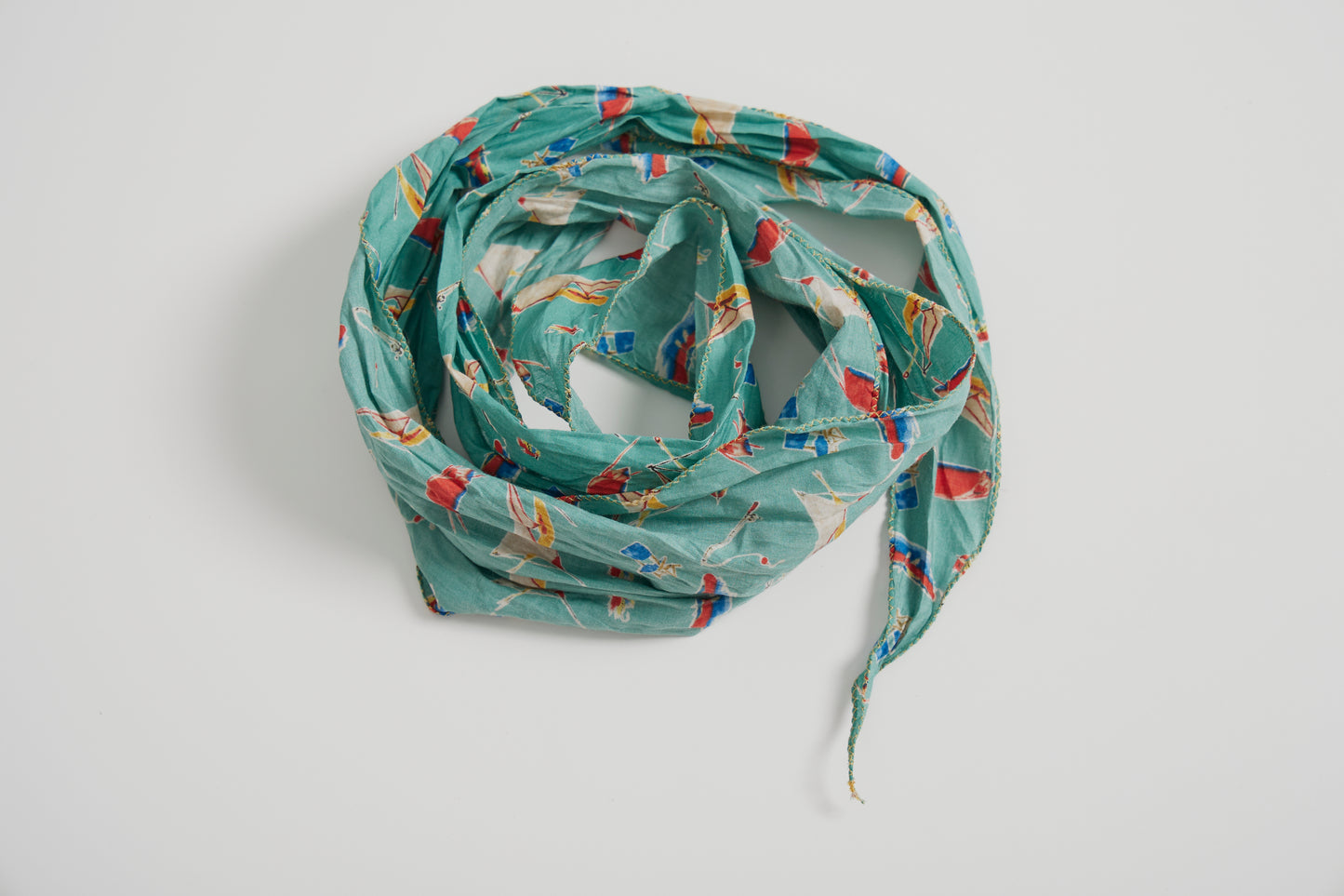 Green Patterned Silk Scarf