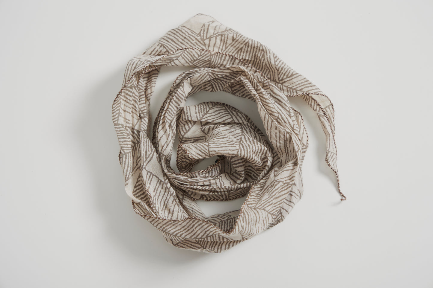 Beige Patterned Silk Scarf