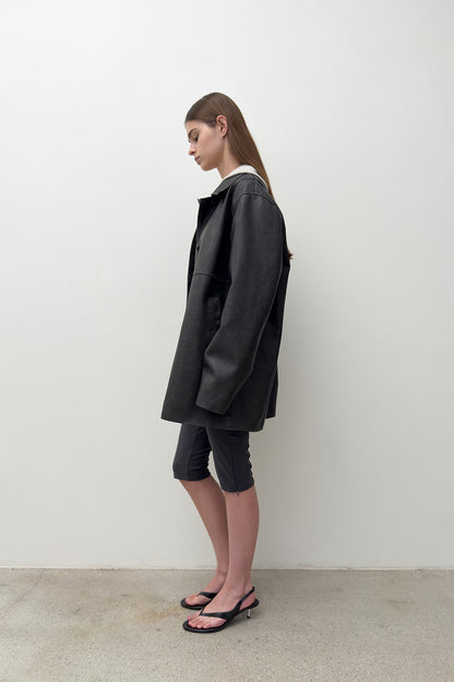 BUTTONED LEATHER JACKET