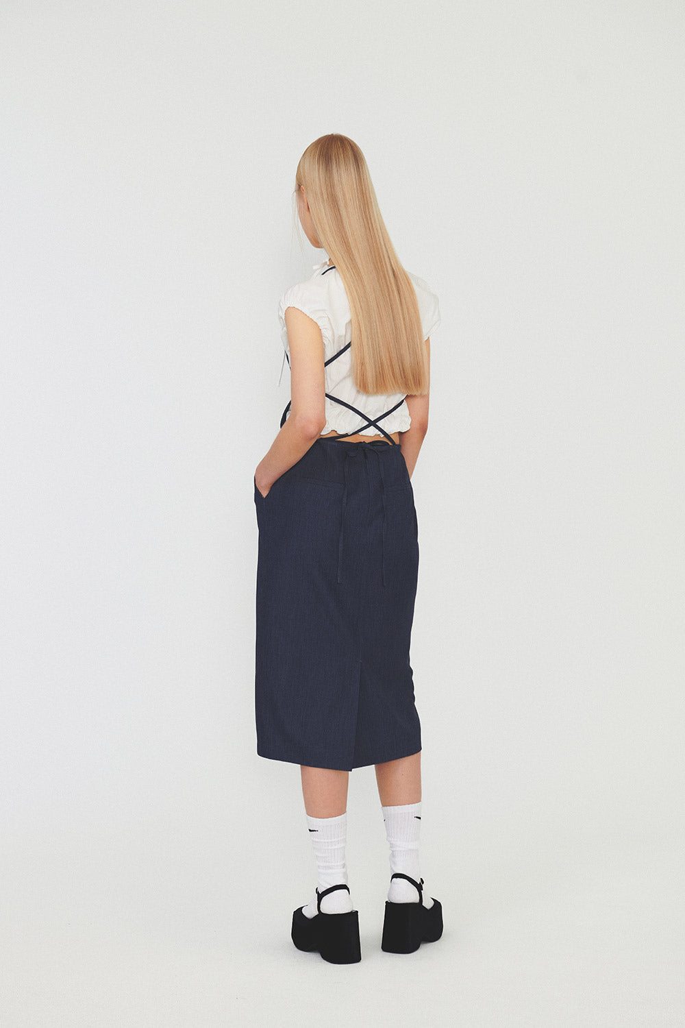 STRAP SLEEVELESS DRESS Blue