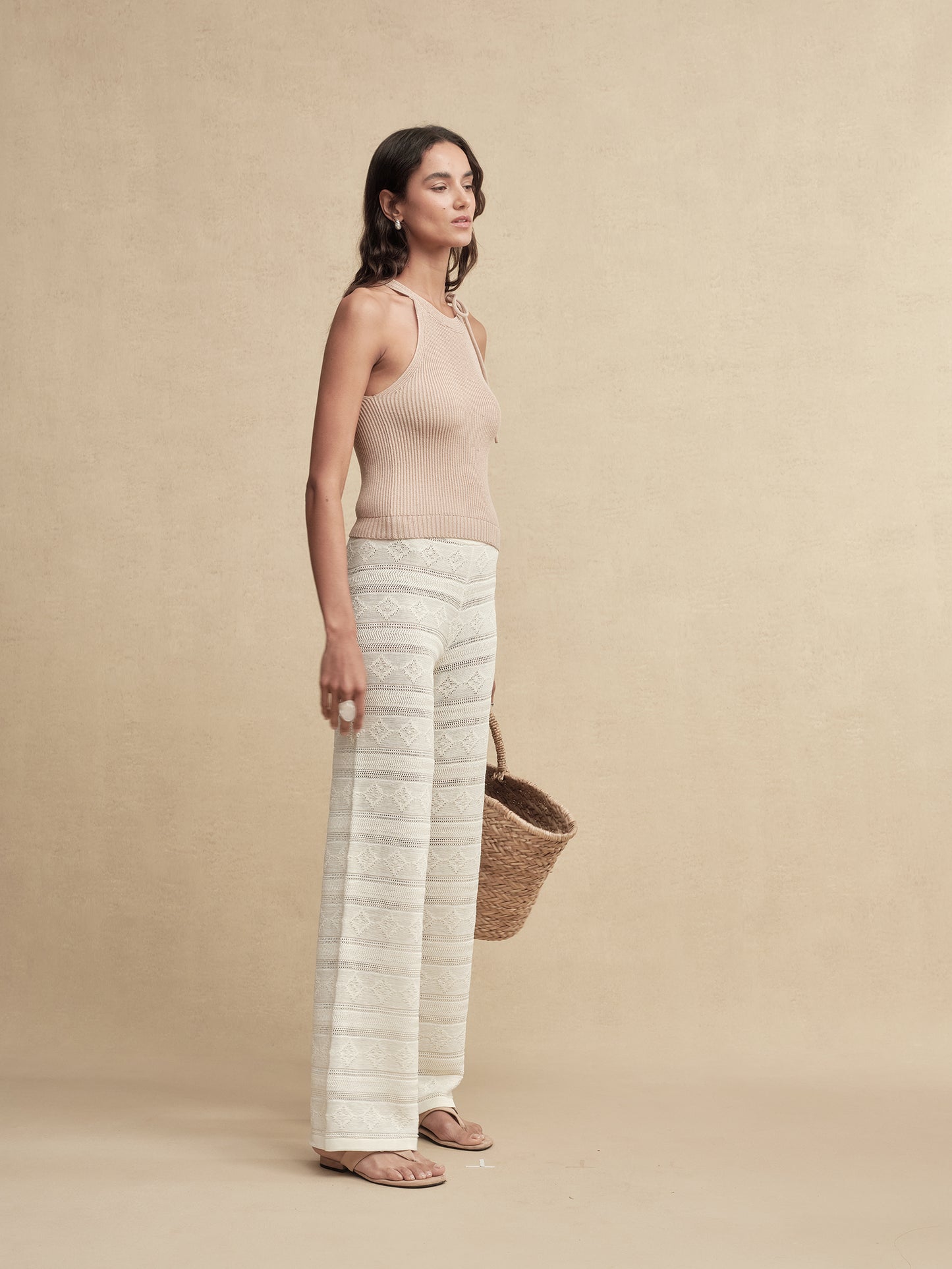Timeless Capsule Wool-Blend Tie-Neck Knit Tank Top