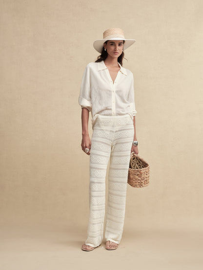 Textured Weave Fringe Boater