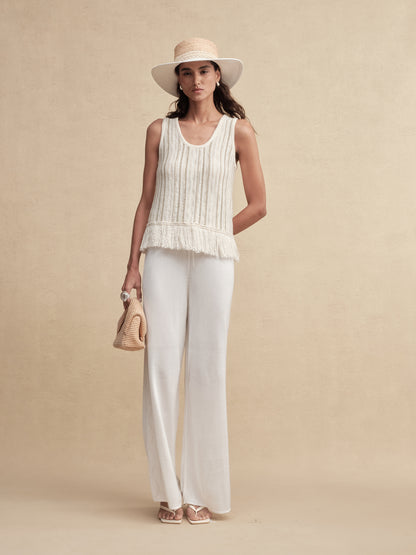 Textured Weave Fringe Boater