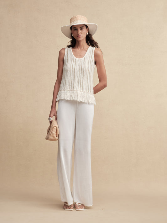 Textured Weave Fringe Boater