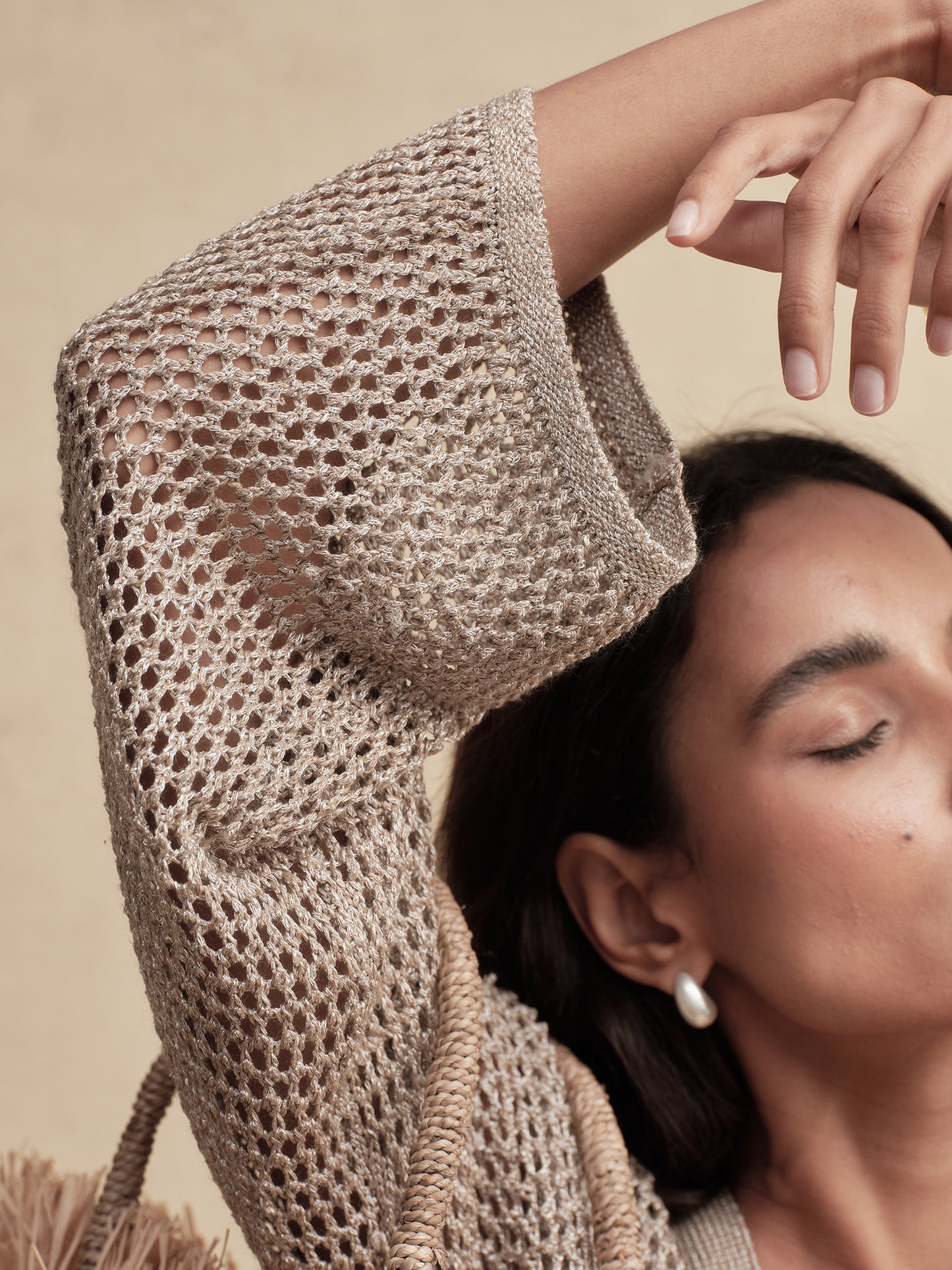 Gold-Dusted Knit Cardigan