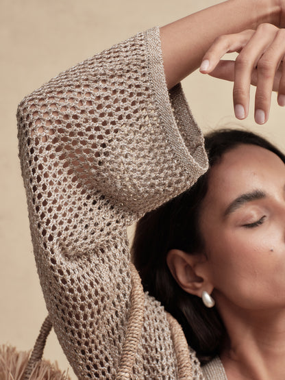 Gold-Dusted Knit Cardigan