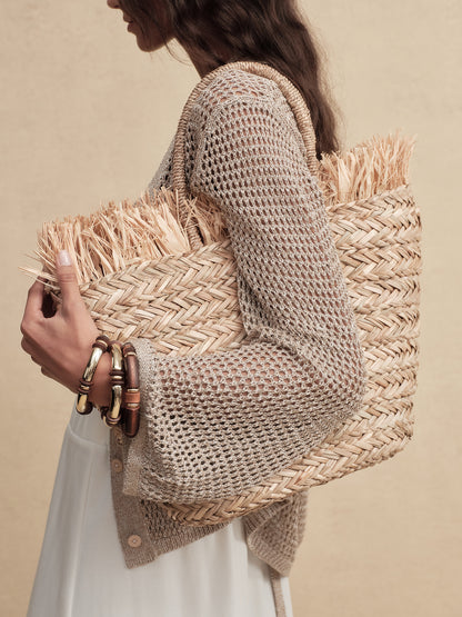 Gold-Dusted Knit Cardigan