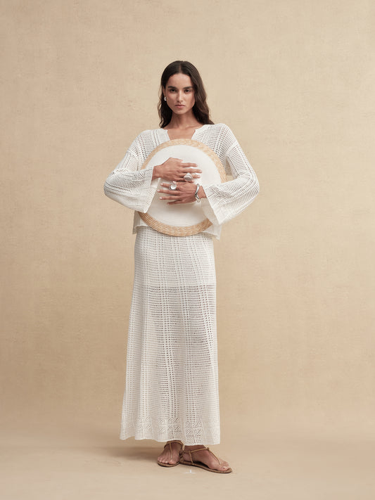 Silky Cotton Bell-Sleeve Knit Top