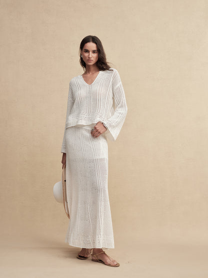 Silky Cotton Wavey  Knit Skirt