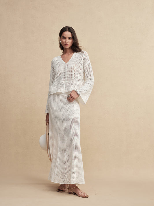 Silky Cotton Wavey  Knit Skirt