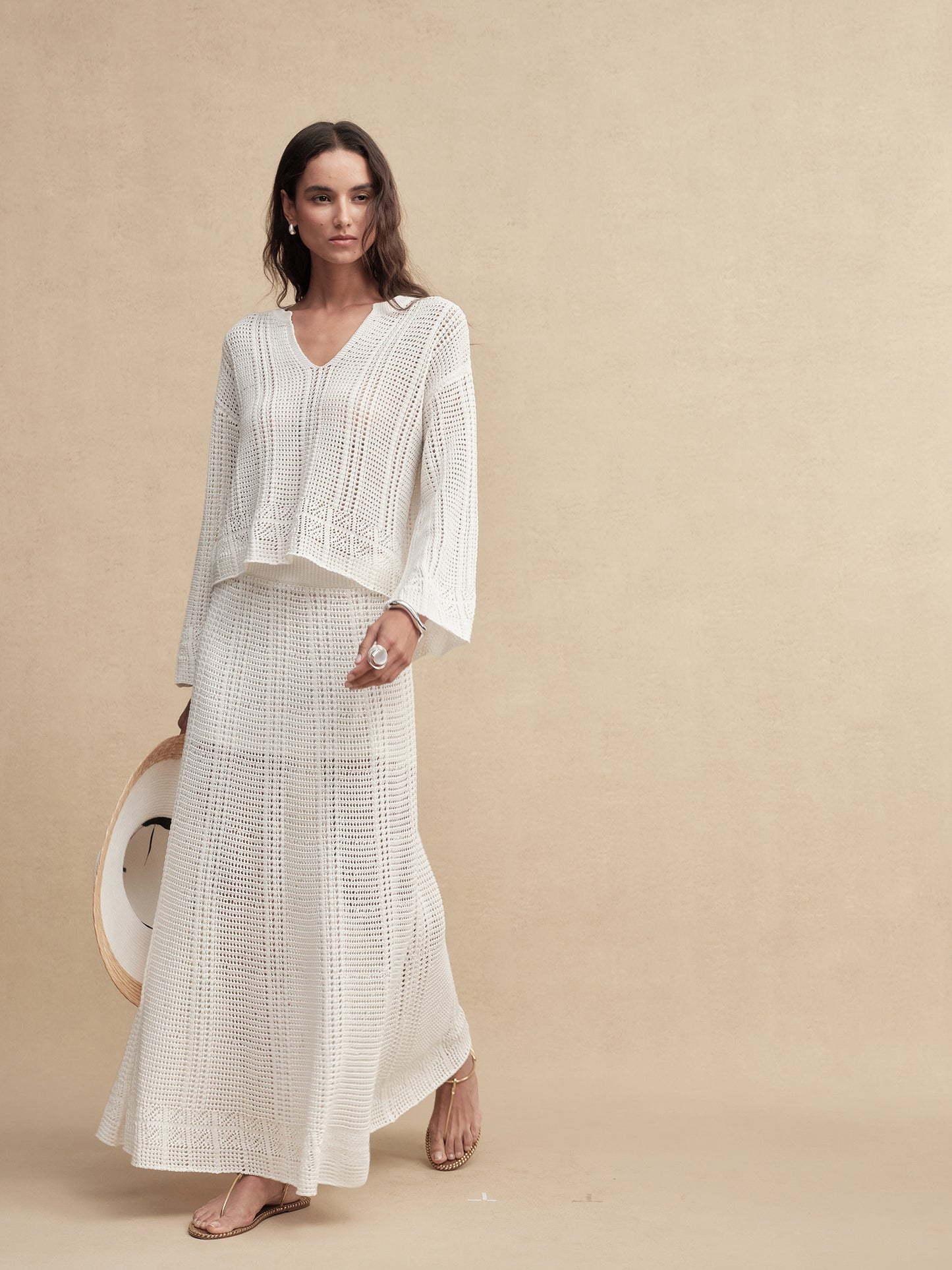 Silky Cotton Bell-Sleeve Knit Top