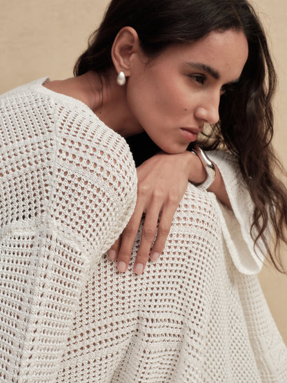 Silky Cotton Bell-Sleeve Knit Top