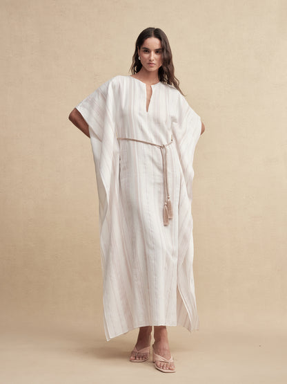 Striped Fringe Cape Dress