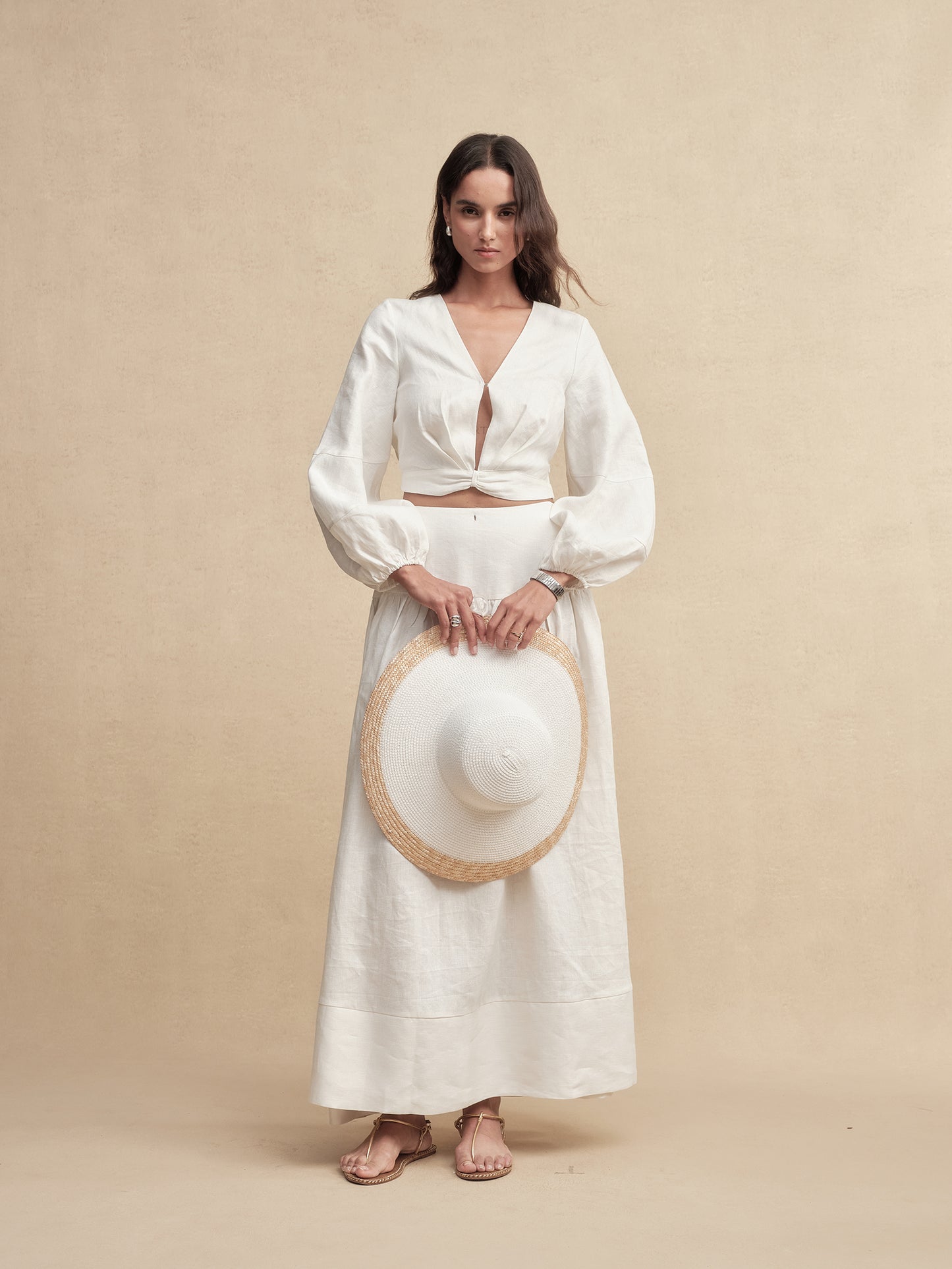 White-Topped Wide Brim Fedora