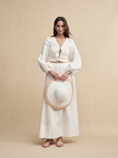 White-Topped Wide Brim Fedora