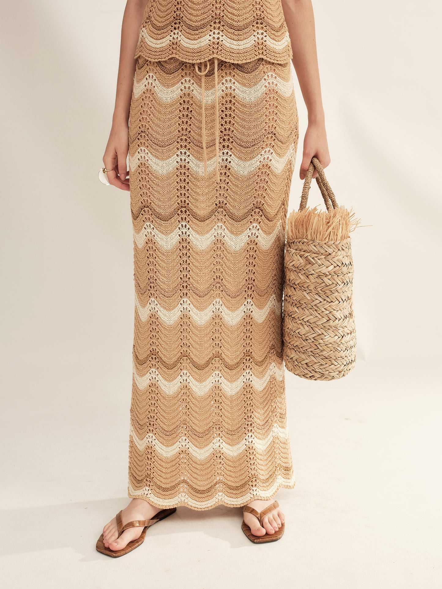 Gold and Silver Wavy Knit Skirt