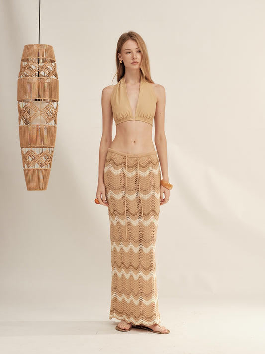 Gold and Silver Wavy Knit Skirt