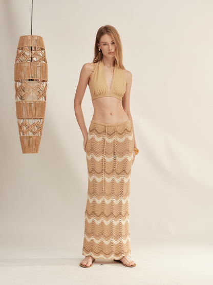 Gold and Silver Wavy Knit Skirt