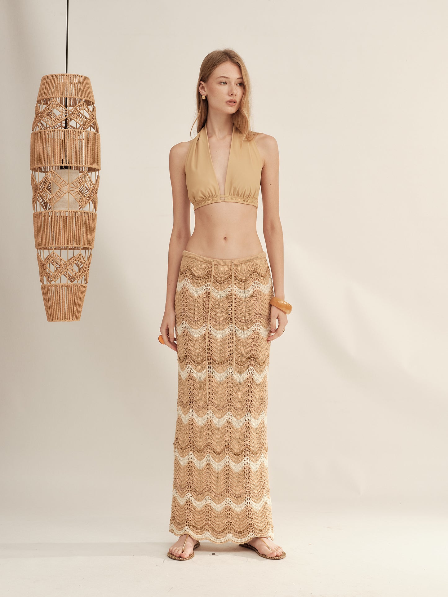 Gold and Silver Wavy Knit Skirt