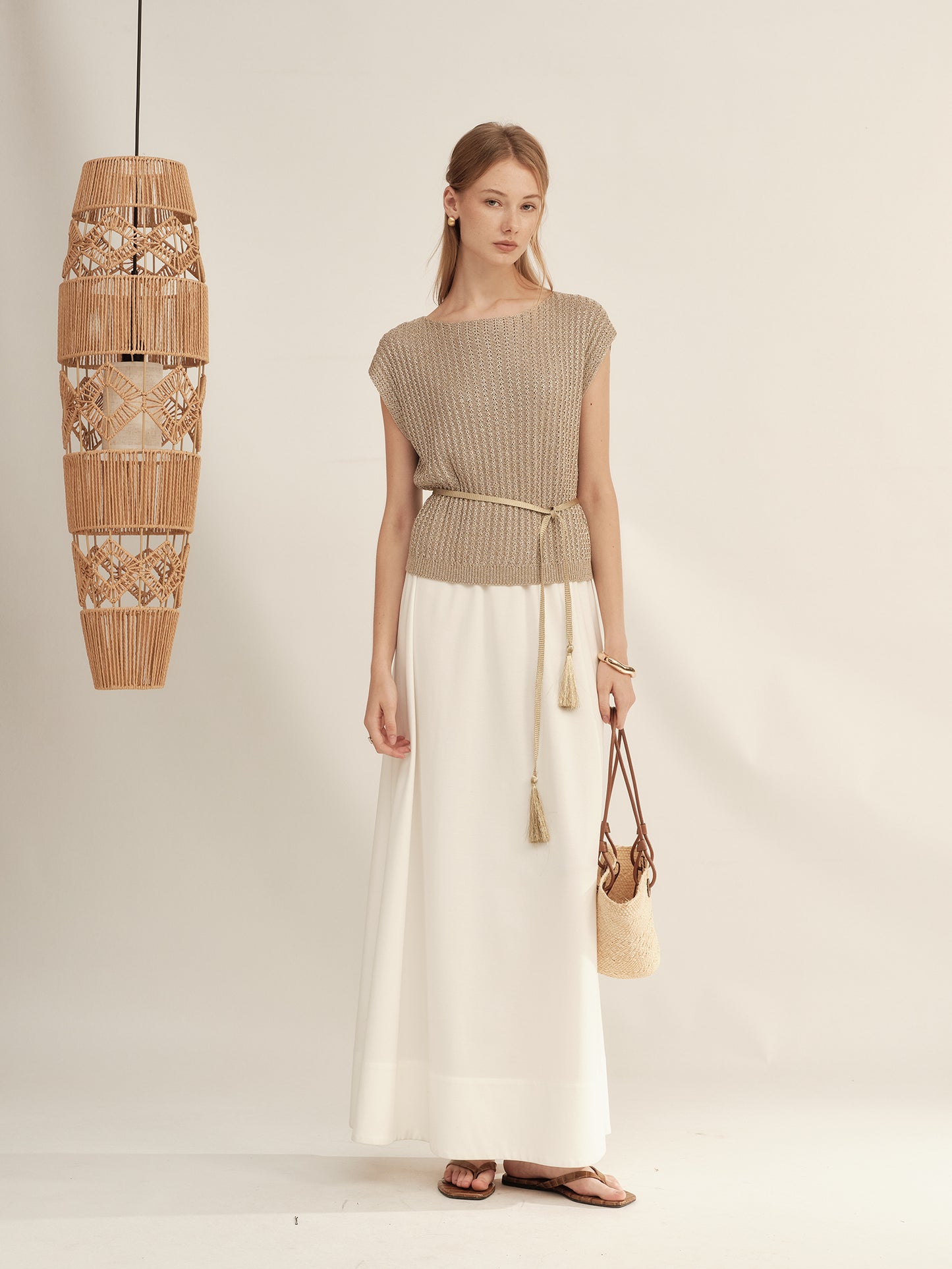Gold-Dusted Short-Sleeve Knit Top