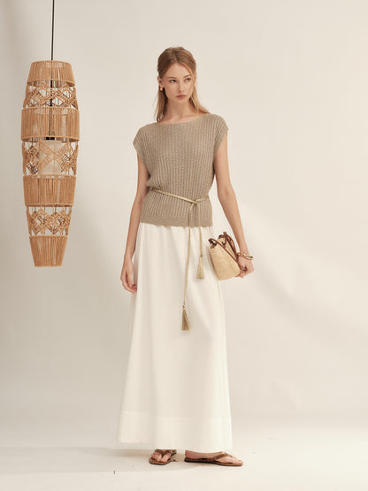 Gold-Dusted Short-Sleeve Knit Top
