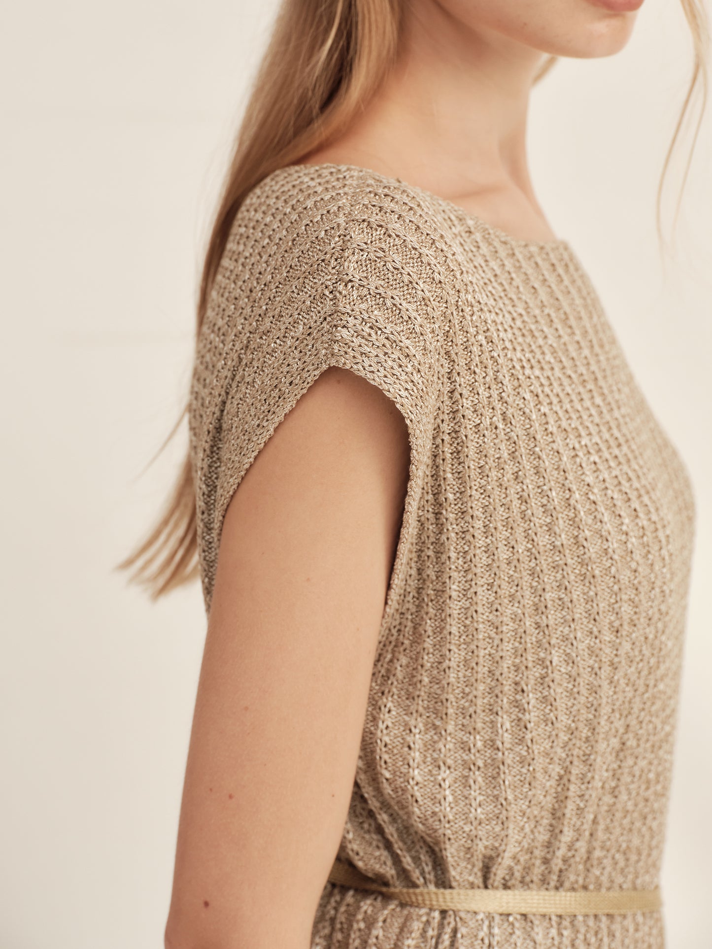 Gold-Dusted Short-Sleeve Knit Top