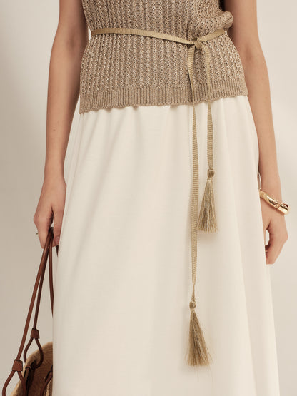 Gold-Dusted Short-Sleeve Knit Top